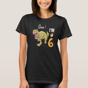 Camiseta Dinosaurio 6.º reptil de cumpleaños gráfico animal