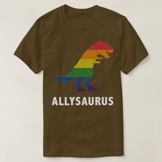 Camiseta Dinosaurio Allysaurus en bandera arcoiris para ali (Diseño del anverso)