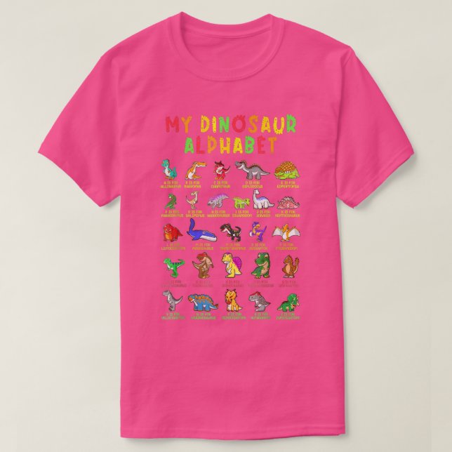 Camiseta Dinosaurio Alphabet Dino Abc Para Niños Hombres Mu (Diseño del anverso)