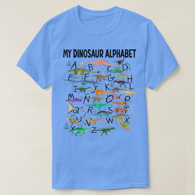 Camiseta Dinosaurio Alphabet Dino Abc Para Niños Hombres Mu (Diseño del anverso)
