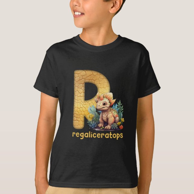 Camiseta Dinosaurio Alphabet R Type regaliceratops (Anverso)