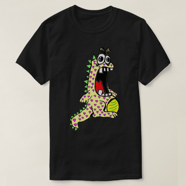 Camiseta dinosaurio amarillo del amor (Diseño del anverso)