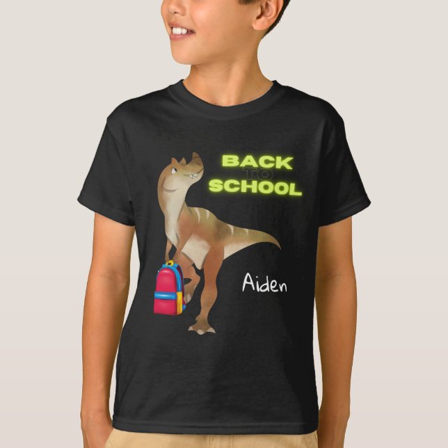 Camiseta Dinosaurio amistoso con mochila "de vuelta a la es (Anverso)