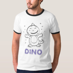 Camiseta Dinosaurio - Animal de arte esbozado en blanco y n
