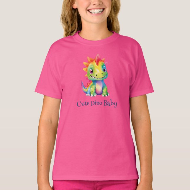 Camiseta Dinosaurio arcoiris floral lindo Fiesta de cumplea (Anverso)