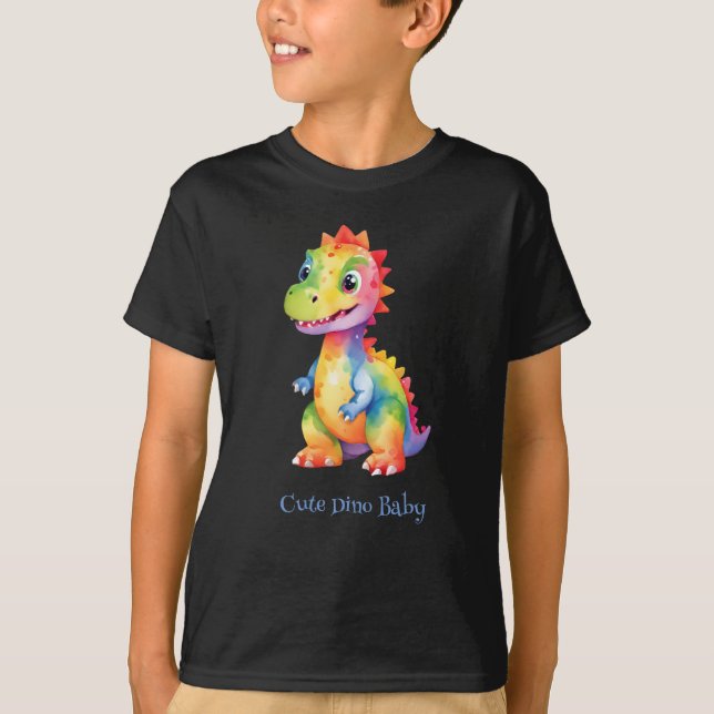 Camiseta Dinosaurio arcoiris mágico lindo Fiesta de cumplea (Anverso)