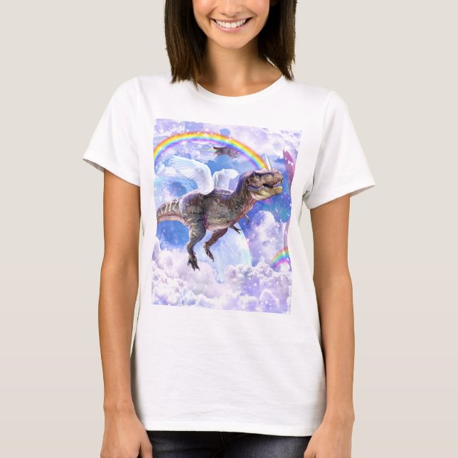 Camiseta Dinosaurio arcoiris unicornio (Anverso)