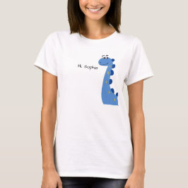 Camiseta Dinosaurio Azul Adorable - Nombre Personalizado So