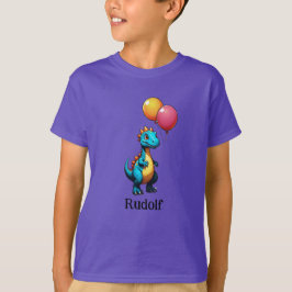 Camiseta Dinosaurio azul con globos