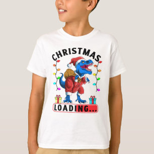 Camiseta Dinosaurio Azul T Rex Navidad Cargando