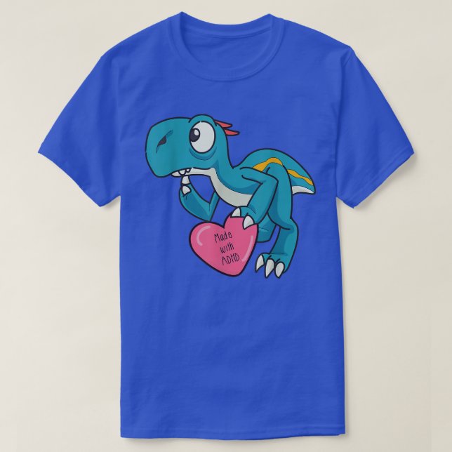 Camiseta Dinosaurio azul TDAH715 divertido (Diseño del anverso)