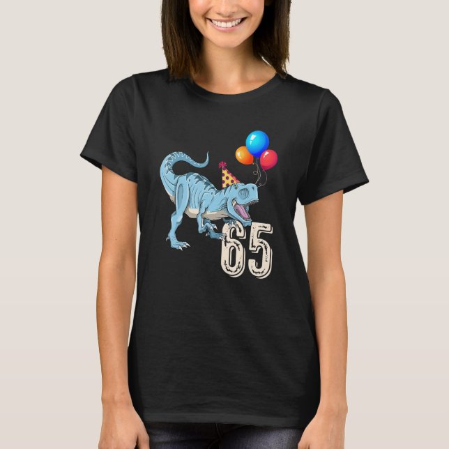 Camiseta Dinosaurio Balloon Rex 65th Birthday Boy Chica (Anverso)