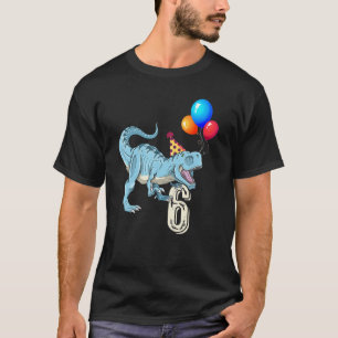 Camiseta Dinosaurio Balón Rex 6º cumpleaños Niño Chica 1