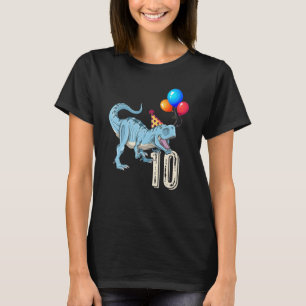 Camiseta Dinosaurio Balón T Rex 10 cumpleaños niño Chica