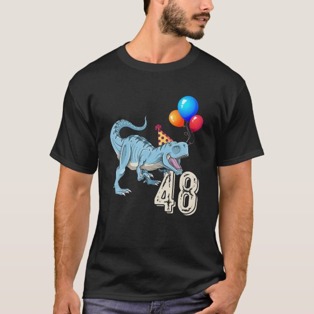 Camiseta Dinosaurio Balón T Rex 48º Nacimiento Niño Chica (Anverso)