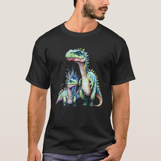 Camiseta Dinosaurio bebé adorable con su madre (Anverso)