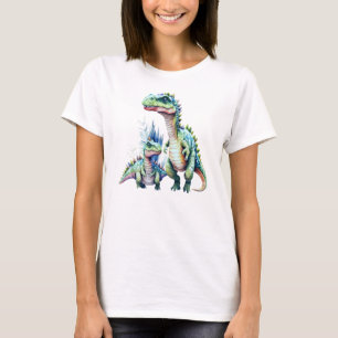 Camiseta Dinosaurio bebé adorable con su madre