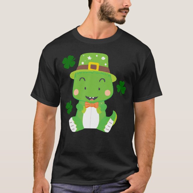 Camiseta Dinosaurio bebé verde c Día de San Patricio chamus (Anverso)