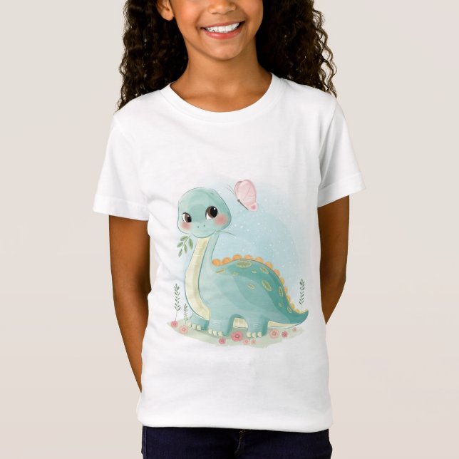 Camiseta Dinosaurio Bebé Y Mariposa (Anverso)