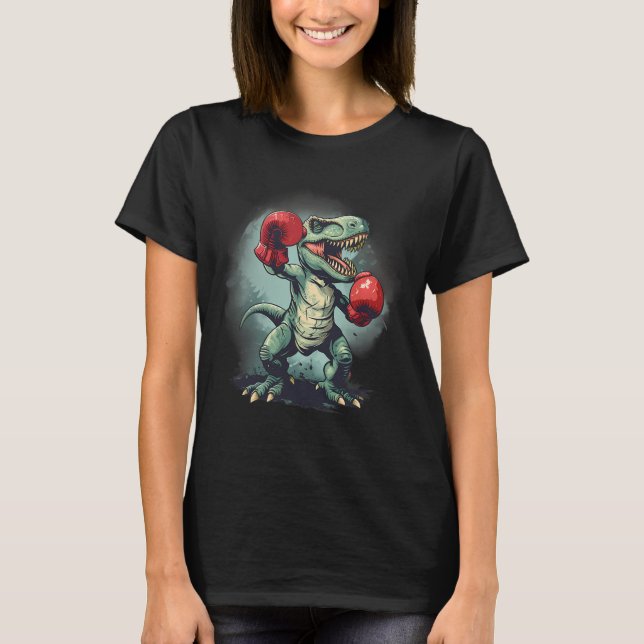 Camiseta Dinosaurio Boxeador Boxeo Dinosaurio Kickboxing T- (Anverso)