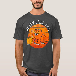 Camiseta Dinosaurio Caído, Triceratops Feliz Otoño