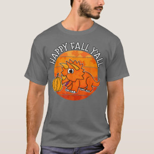 Camiseta Dinosaurio Caído, Triceratops Feliz Otoño