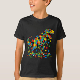 Camiseta Dinosaurio colorido rompecabezas conciencia del au
