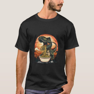 Camiseta Dinosaurio comiendo fideos ramen Monte Fuji Dino R