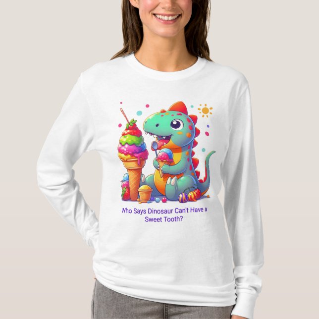 Camiseta Dinosaurio comiendo helado: Cita divertida (Anverso)
