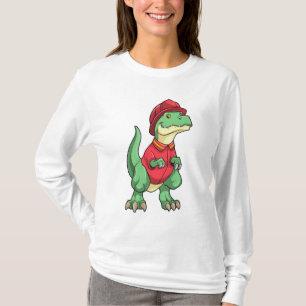 Camiseta Dinosaurio como bombero con casco de bombero