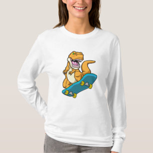 Camiseta Dinosaurio como patinador con patineta