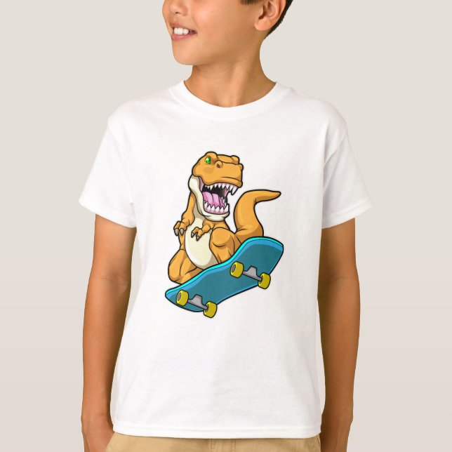 Camiseta Dinosaurio como patinador con patineta (Anverso)