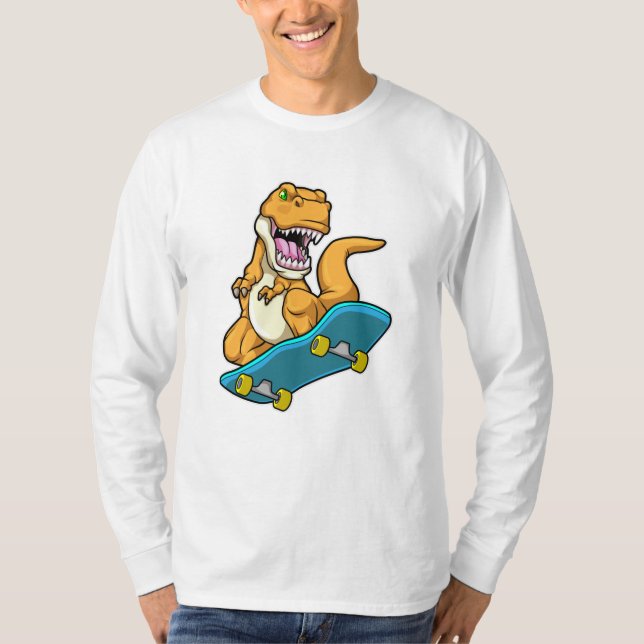 Camiseta Dinosaurio como patinador con patineta (Anverso)
