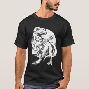 Camiseta Dinosaurio con guitarra para hombres mujeres niños