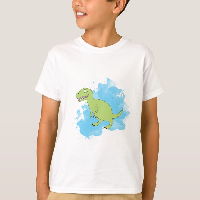 Camiseta Dinosaurio con pintura azul (Anverso)