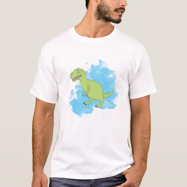 Camiseta Dinosaurio con pintura azul (Anverso)
