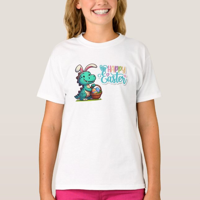 Camiseta Dinosaurio conejito de Pascua lindo (Anverso)