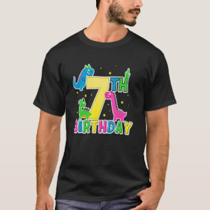 Camiseta Dinosaurio Cute 7 Feliz Séptimo Cumpleaños Siete A