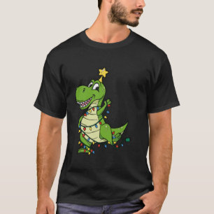 Camiseta Dinosaurio Cuto Con Luces Para Niños Árbol De Navi