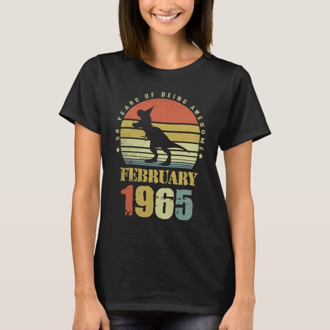 Camiseta Dinosaurio de 58 años febrero desde 1965 58th Bir (Anverso)