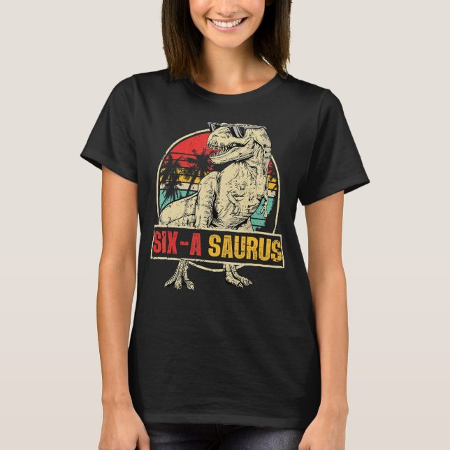 Camiseta Dinosaurio de 6 años cumpleaños 6Rex Dino Six Saur (Anverso)