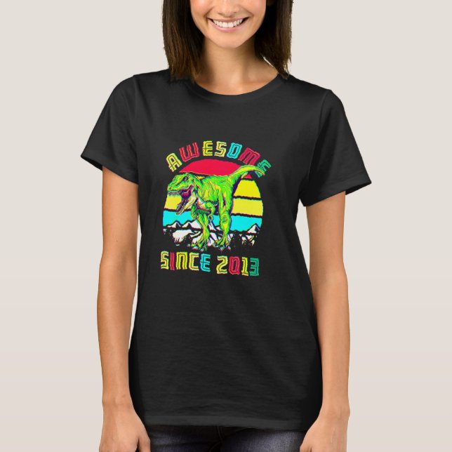 Camiseta Dinosaurio de 7 años asombroso niño de 7 años desd (Anverso)