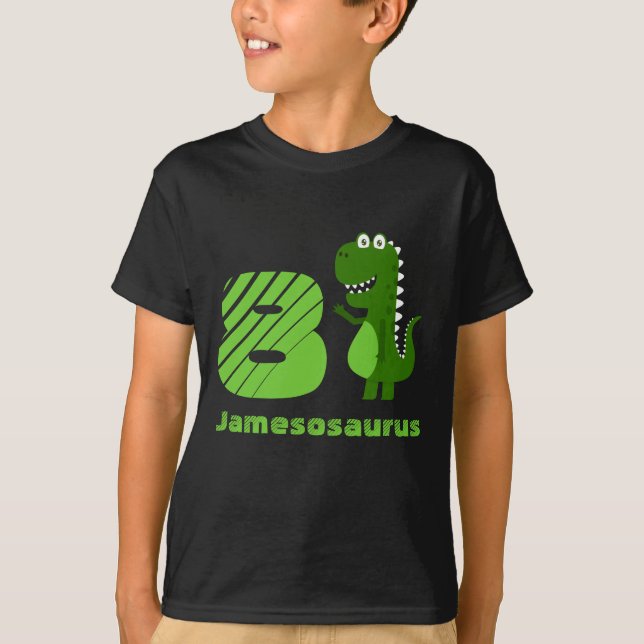 Camiseta Dinosaurio de 8 cumpleaños personalizado (Anverso)