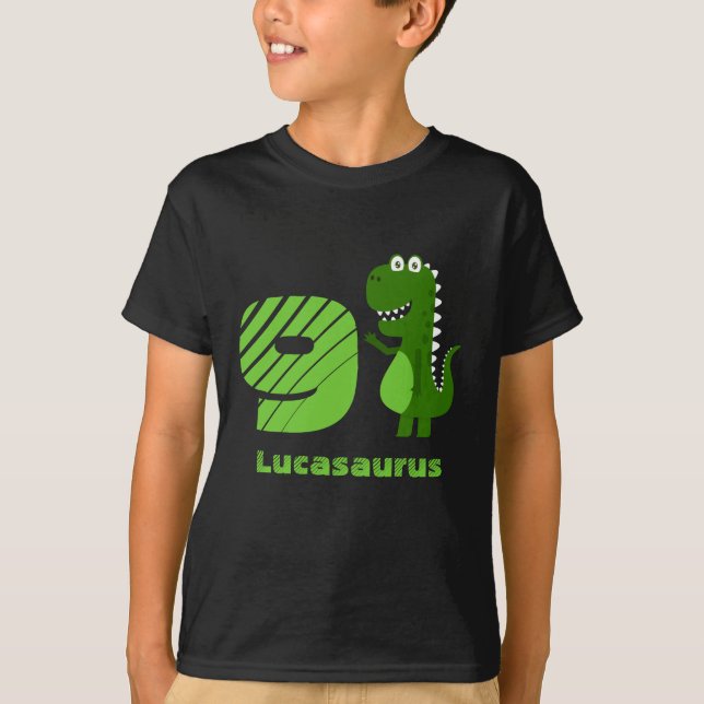 Camiseta Dinosaurio de 9 Años Personalizado (Anverso)
