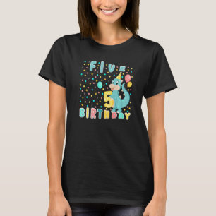 Camiseta Dinosaurio de bebé lindo cinco años Feliz cumpleañ