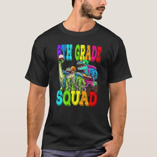 Camiseta Dinosaurio de Camión de Squad de 6º Grado (Anverso)