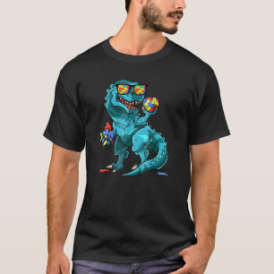 Camiseta Dinosaurio de Conciencia del Autismo Rompecabezas