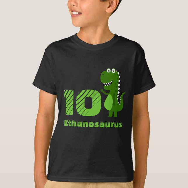 Camiseta Dinosaurio de cumpleaños 10 personalizado (Anverso)