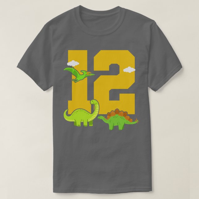 Camiseta Dinosaurio de cumpleaños 12 (Diseño del anverso)