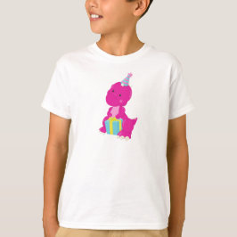 Camiseta Dinosaurio de cumpleaños, dinosaurio rosado, Gorra